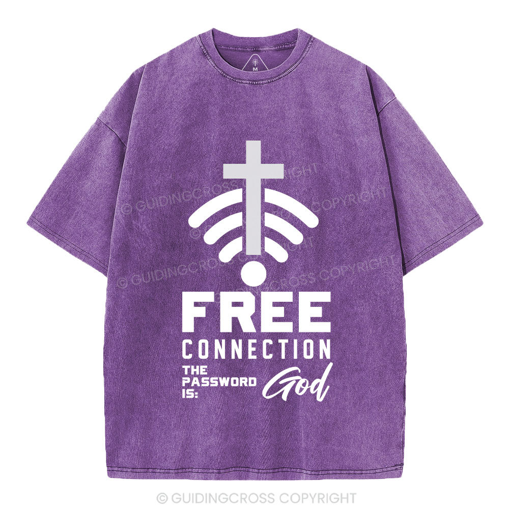 Free Connection To God Addicted To Christian Washed T-Shirt