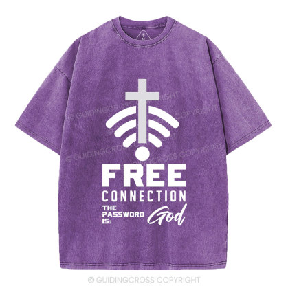 Free Connection To God Addicted To Christian Washed T-Shirt