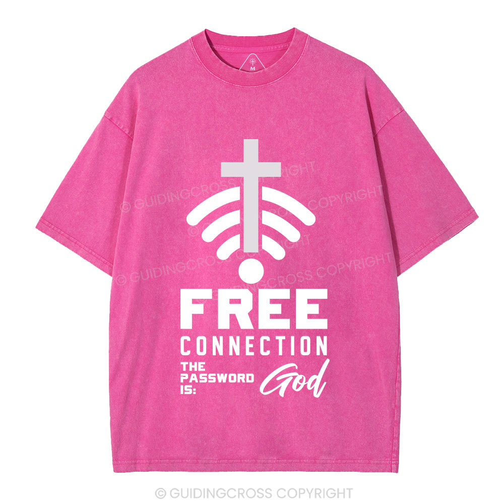 Free Connection To God Addicted To Christian Washed T-Shirt