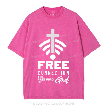 Free Connection To God Addicted To Christian Washed T-Shirt