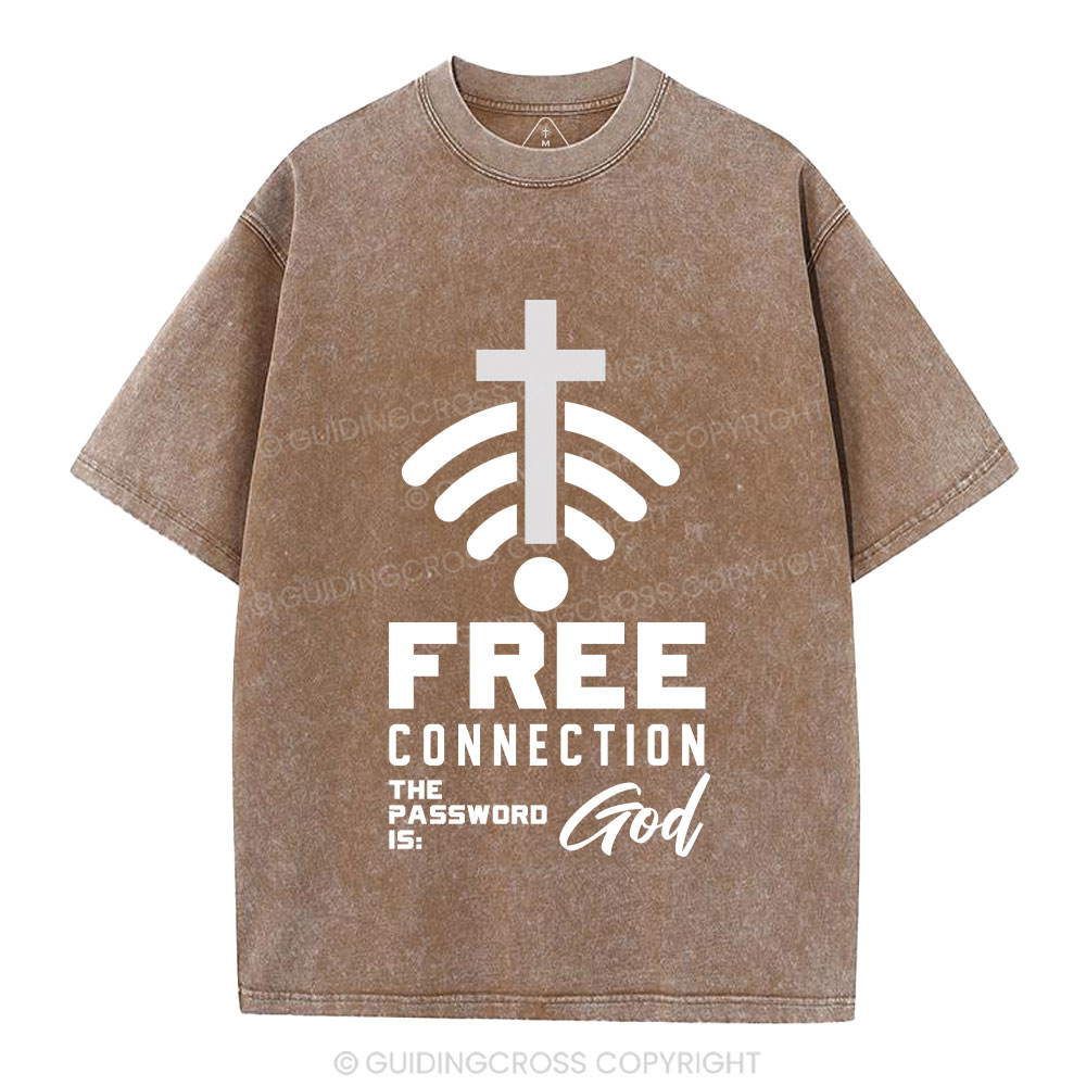 Free Connection To God Addicted To Christian Washed T-Shirt