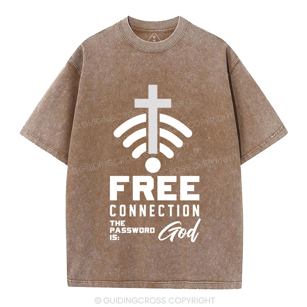 Free Connection To God Addicted To Christian Washed T-Shirt