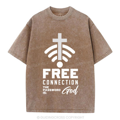 Free Connection To God Addicted To Christian Washed T-Shirt