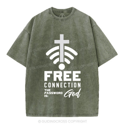 Free Connection To God Addicted To Christian Washed T-Shirt