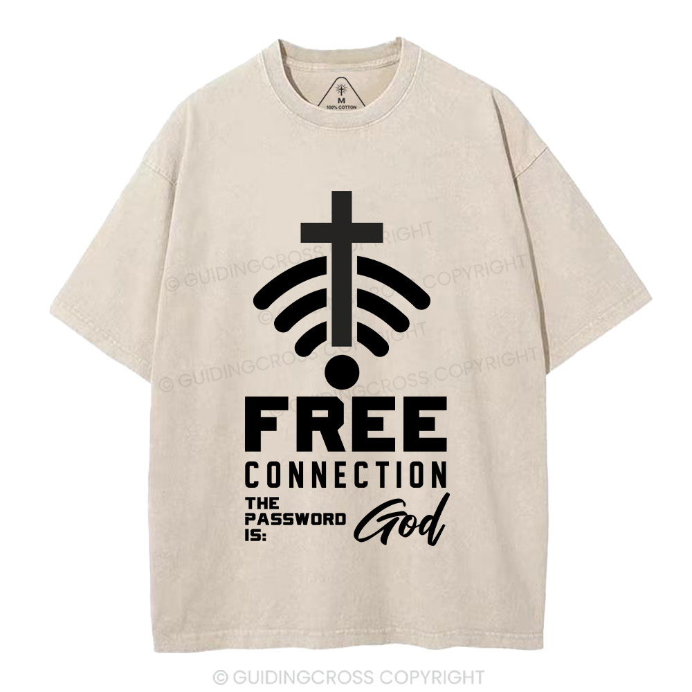 Free Connection To God Addicted To Christian Washed T-Shirt