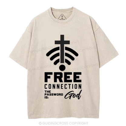 Free Connection To God Addicted To Christian Washed T-Shirt