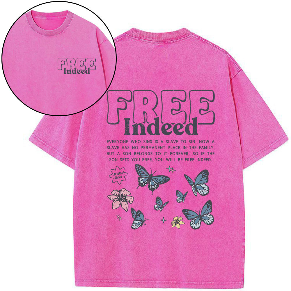 Free Indeed Christian Washed  T-Shirt
