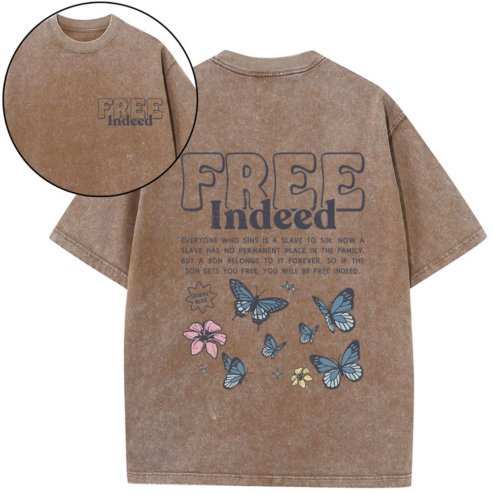 Free Indeed Christian Washed  T-Shirt