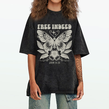 Free Indeed Christian Washed T-Shirt
