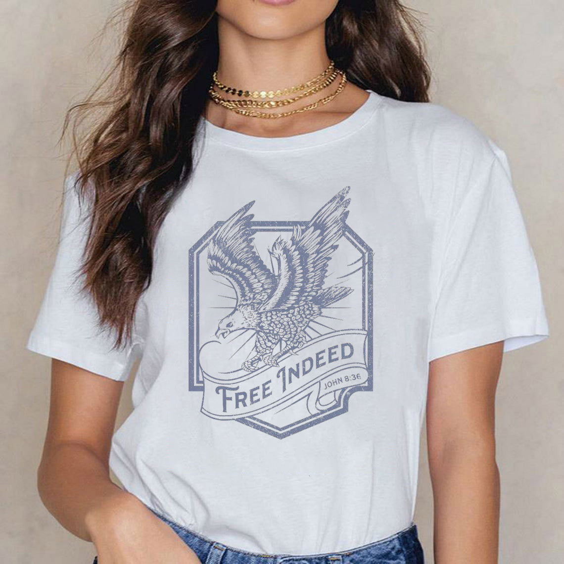 Free Indeed John 8:36 Christian T-Shirt