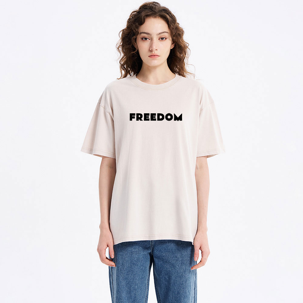 Freedom For The Lord Is The Spirit Christian Washed T-Shirt