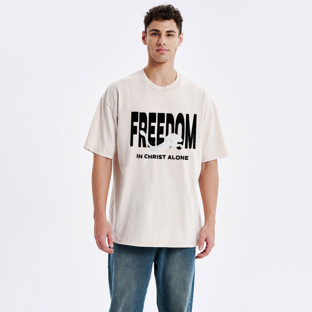 Freedom In Christ Alone  Christian Washed T-Shirt