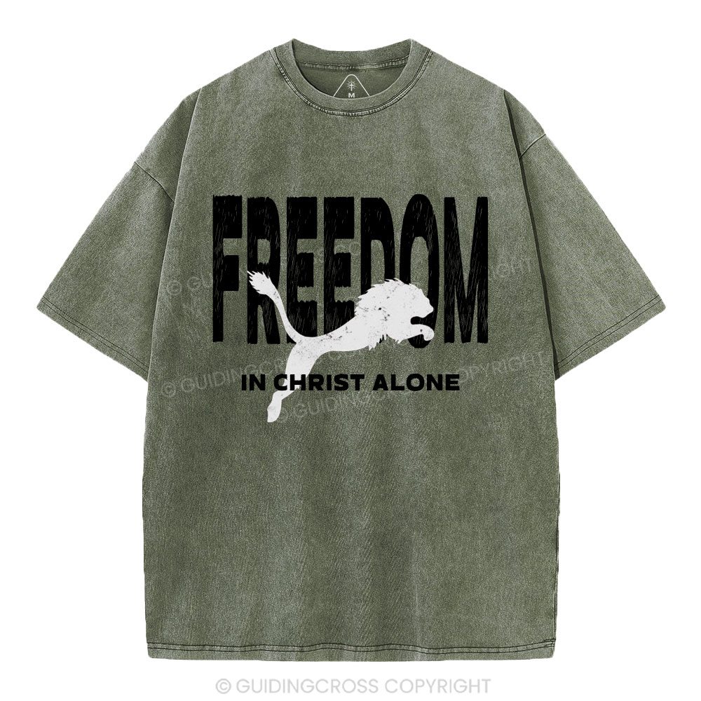 Freedom In Christ Alone  Christian Washed T-Shirt