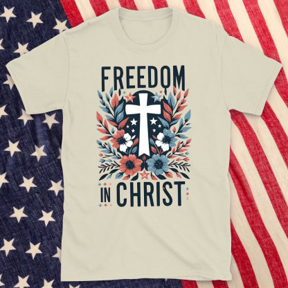 Freedom In Christ Christian Washed T-Shirt