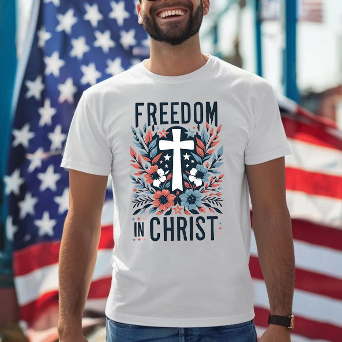 Freedom In Christ Christian Washed T-Shirt