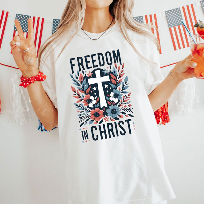 Freedom In Christ Christian Washed T-Shirt