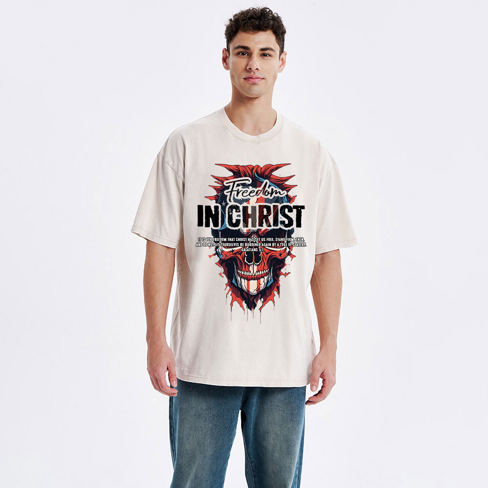 Freedom In Christ Christian Washed T-Shirt