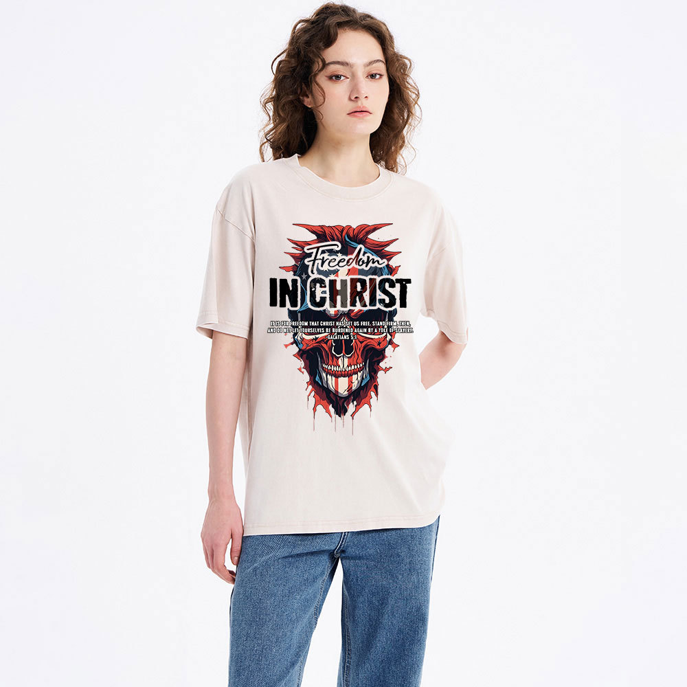 Freedom In Christ Christian Washed T-Shirt