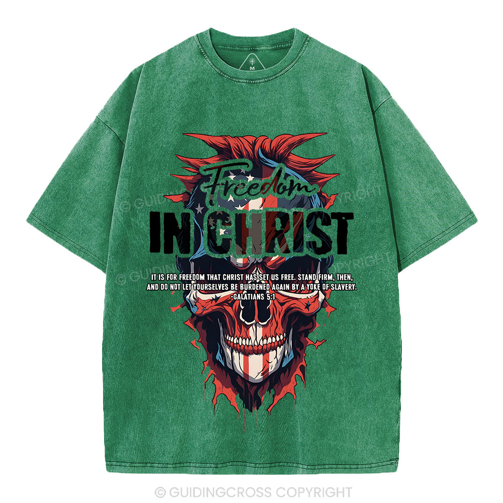 Freedom In Christ Christian Washed T-Shirt