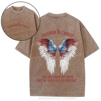 Freedom In Christ Christian Washed T-Shirt