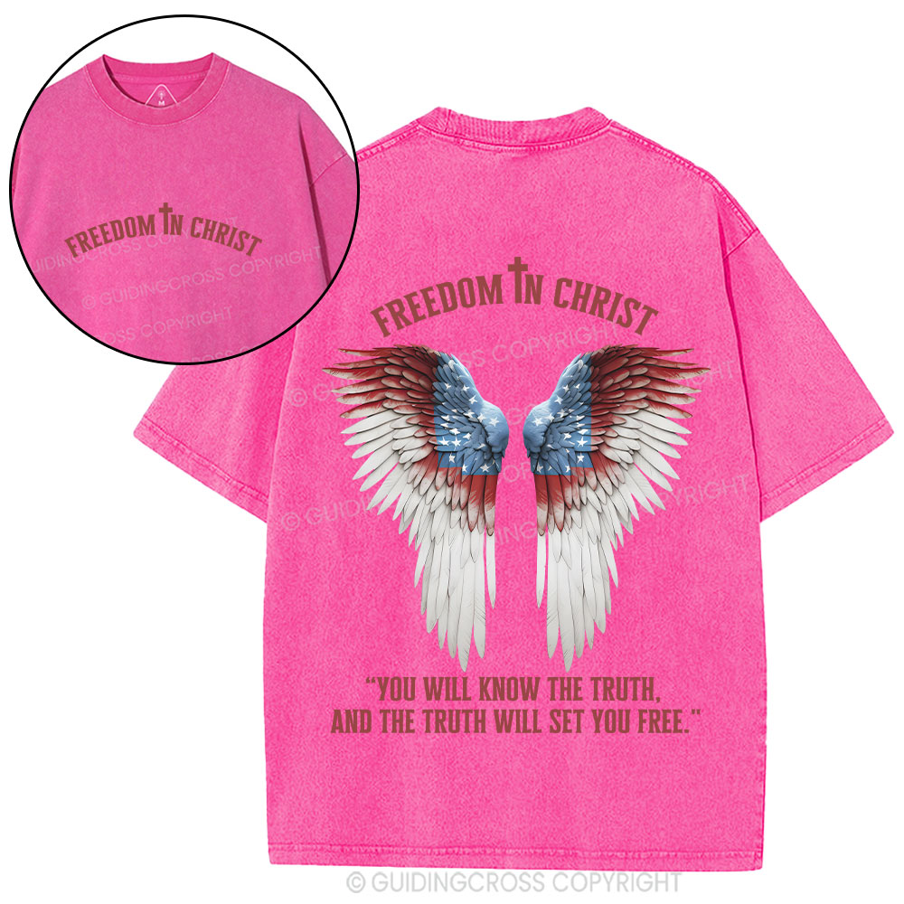 Freedom In Christ Christian Washed T-Shirt
