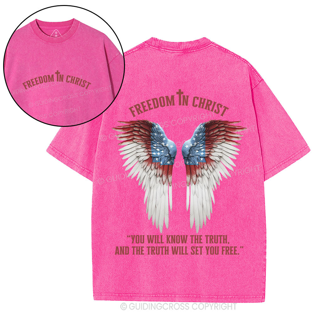 Freedom In Christ Christian Washed T-Shirt