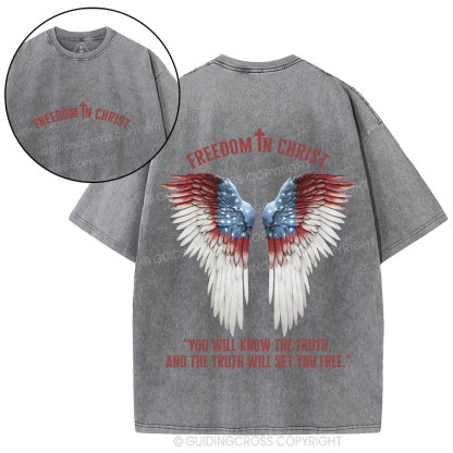Freedom In Christ Christian Washed T-Shirt
