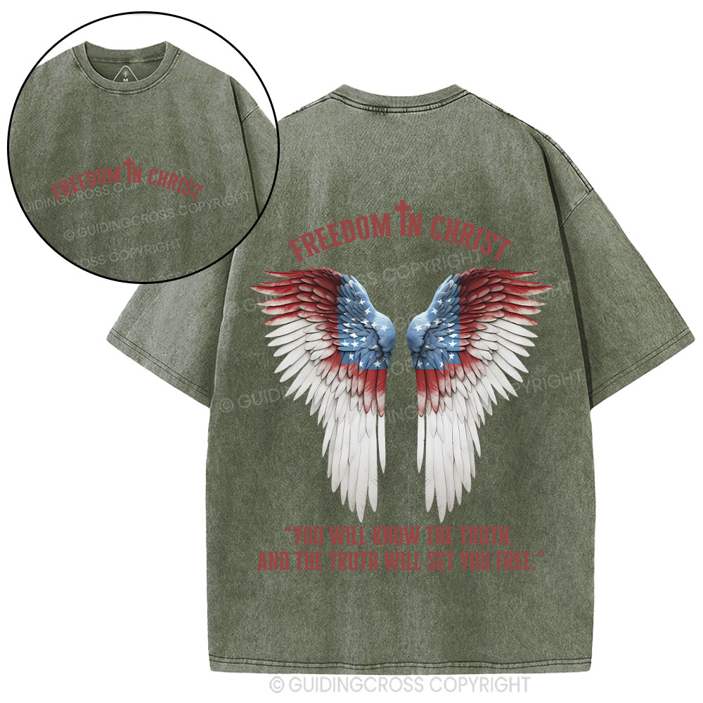 Freedom In Christ Christian Washed T-Shirt