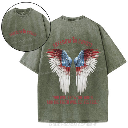 Freedom In Christ Christian Washed T-Shirt