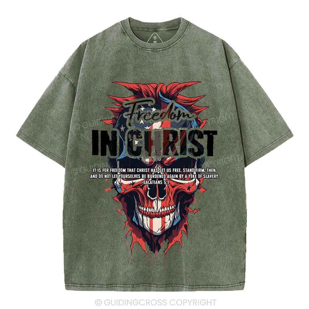 Freedom In Christ Christian Washed T-Shirt