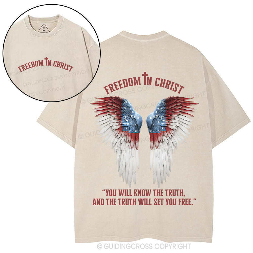 Freedom In Christ Christian Washed T-Shirt