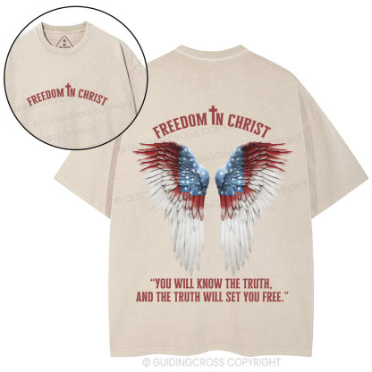 Freedom In Christ Christian Washed T-Shirt