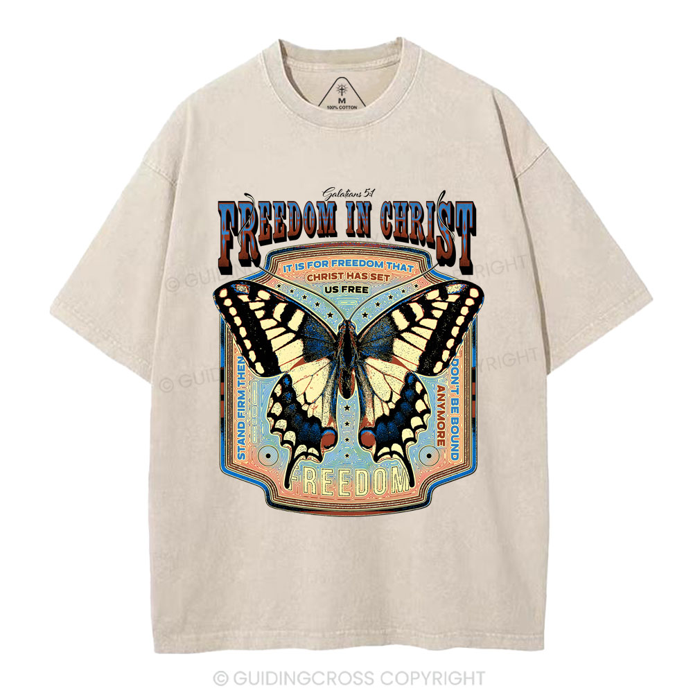 Freedom In Christ Christian Washed T-Shirt