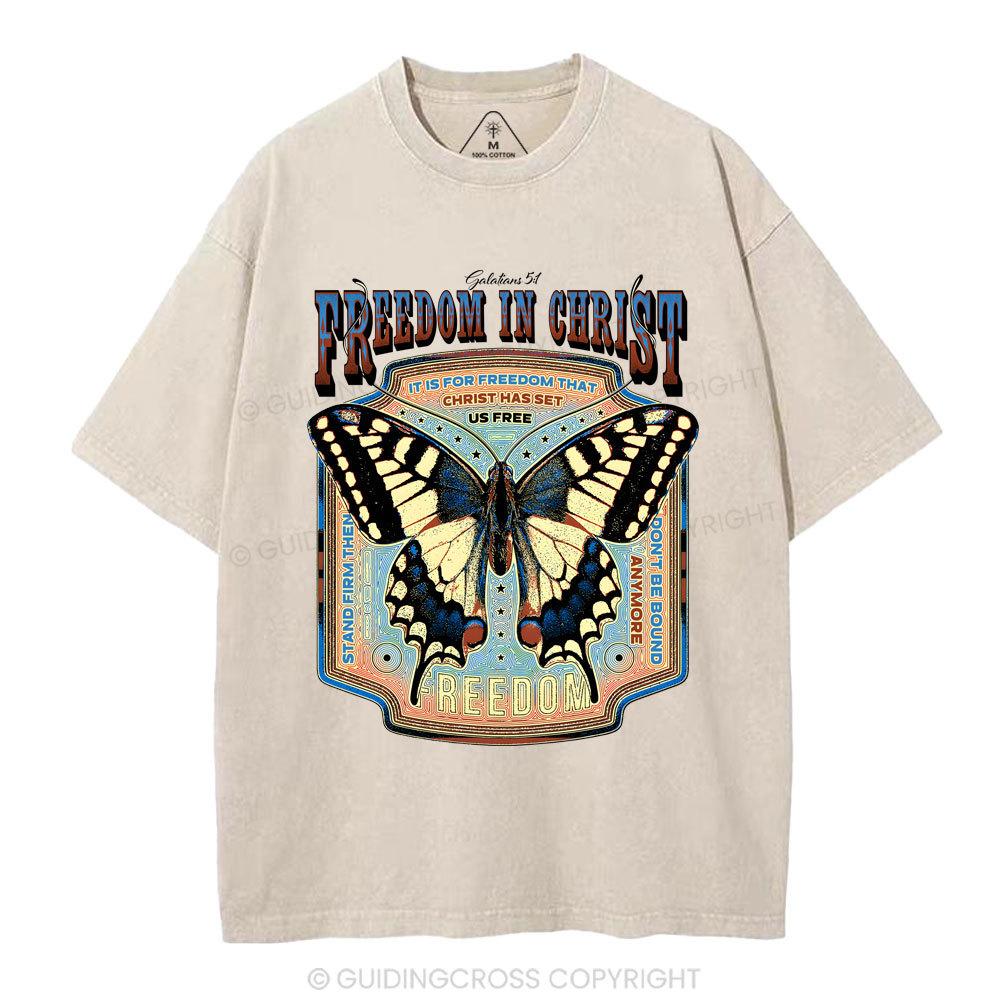 Freedom In Christ Christian Washed T-Shirt