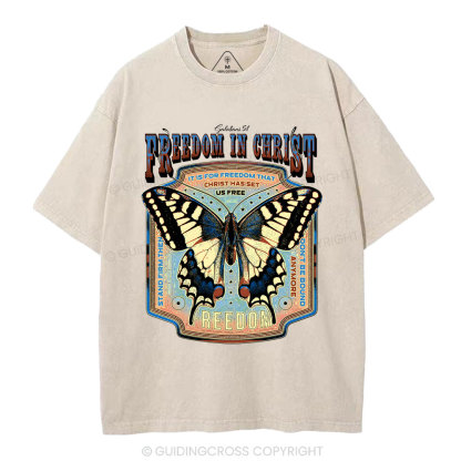 Freedom In Christ Christian Washed T-Shirt