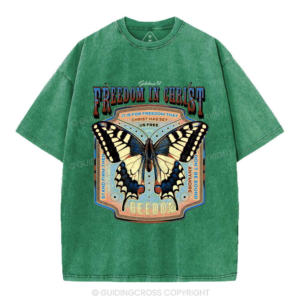 Freedom In Christ Christian Washed T-Shirt