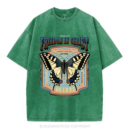 Freedom In Christ Christian Washed T-Shirt