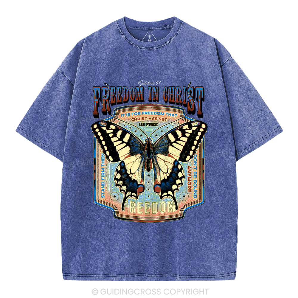 Freedom In Christ Christian Washed T-Shirt