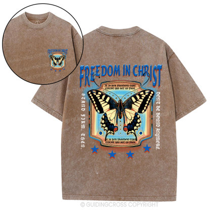 Freedom In Christ Christian Washed T-Shirt