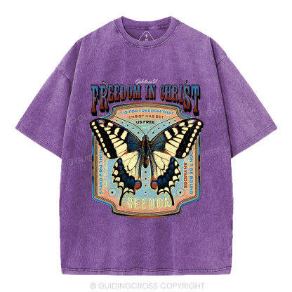 Freedom In Christ Christian Washed T-Shirt