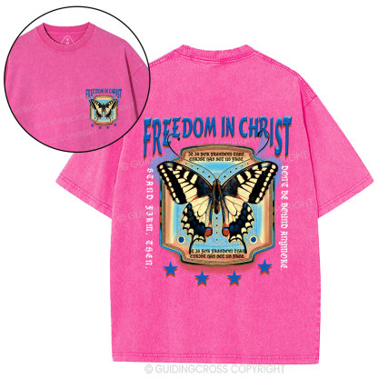 Freedom In Christ Christian Washed T-Shirt