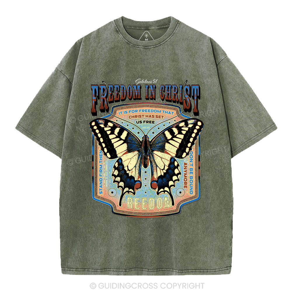 Freedom In Christ Christian Washed T-Shirt