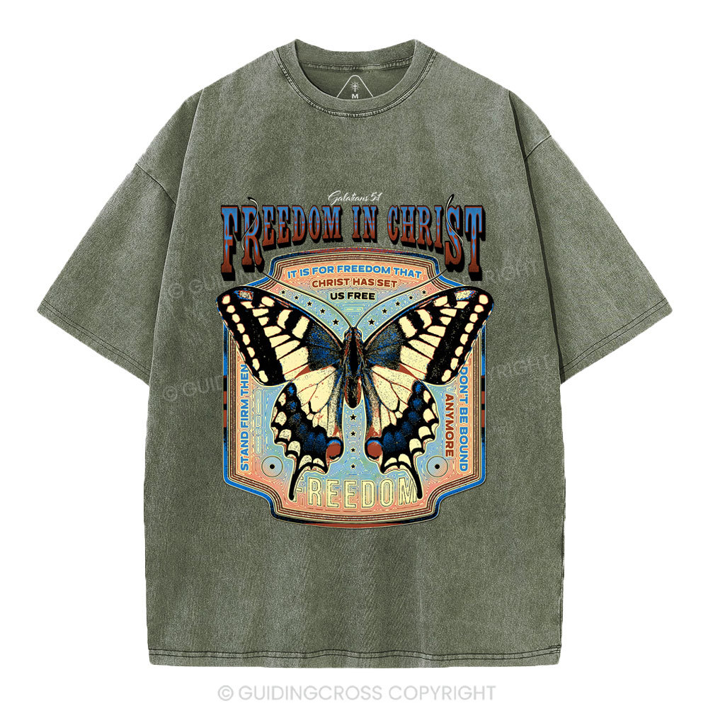 Freedom In Christ Christian Washed T-Shirt