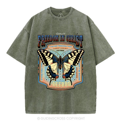 Freedom In Christ Christian Washed T-Shirt