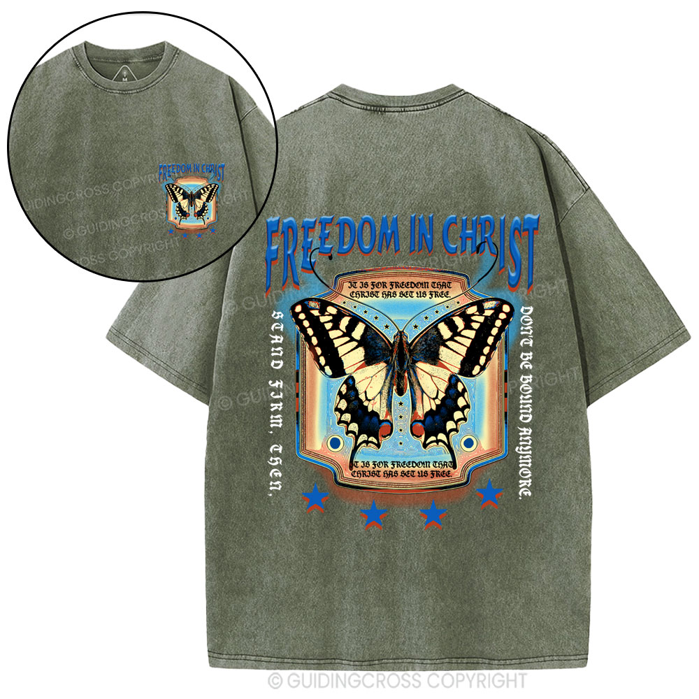 Freedom In Christ Christian Washed T-Shirt