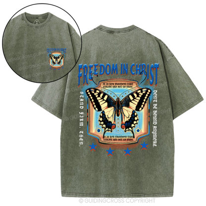 Freedom In Christ Christian Washed T-Shirt