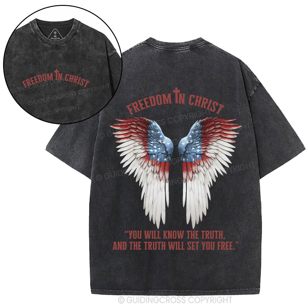Freedom In Christ Christian Washed T-Shirt