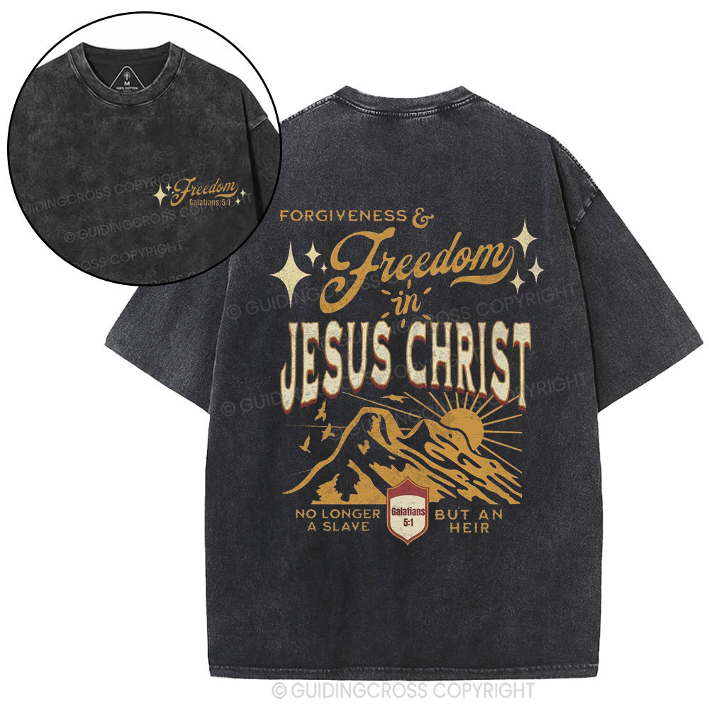 Freedom In Jesus Christ Christian Washed T-Shirt