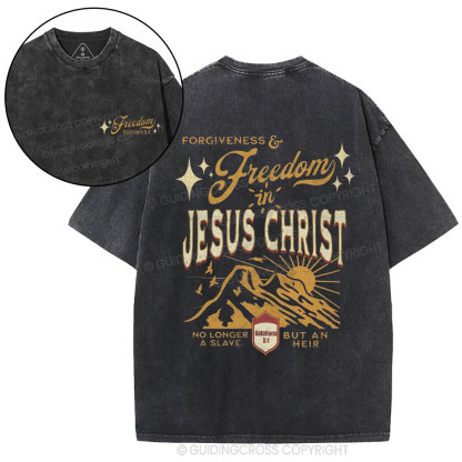 Freedom In Jesus Christ Christian Washed T-Shirt