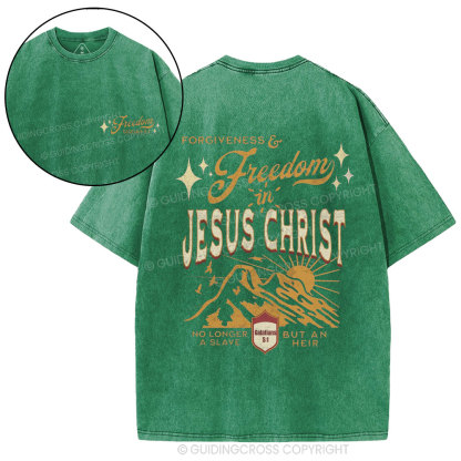 Freedom In Jesus Christ Christian Washed T-Shirt